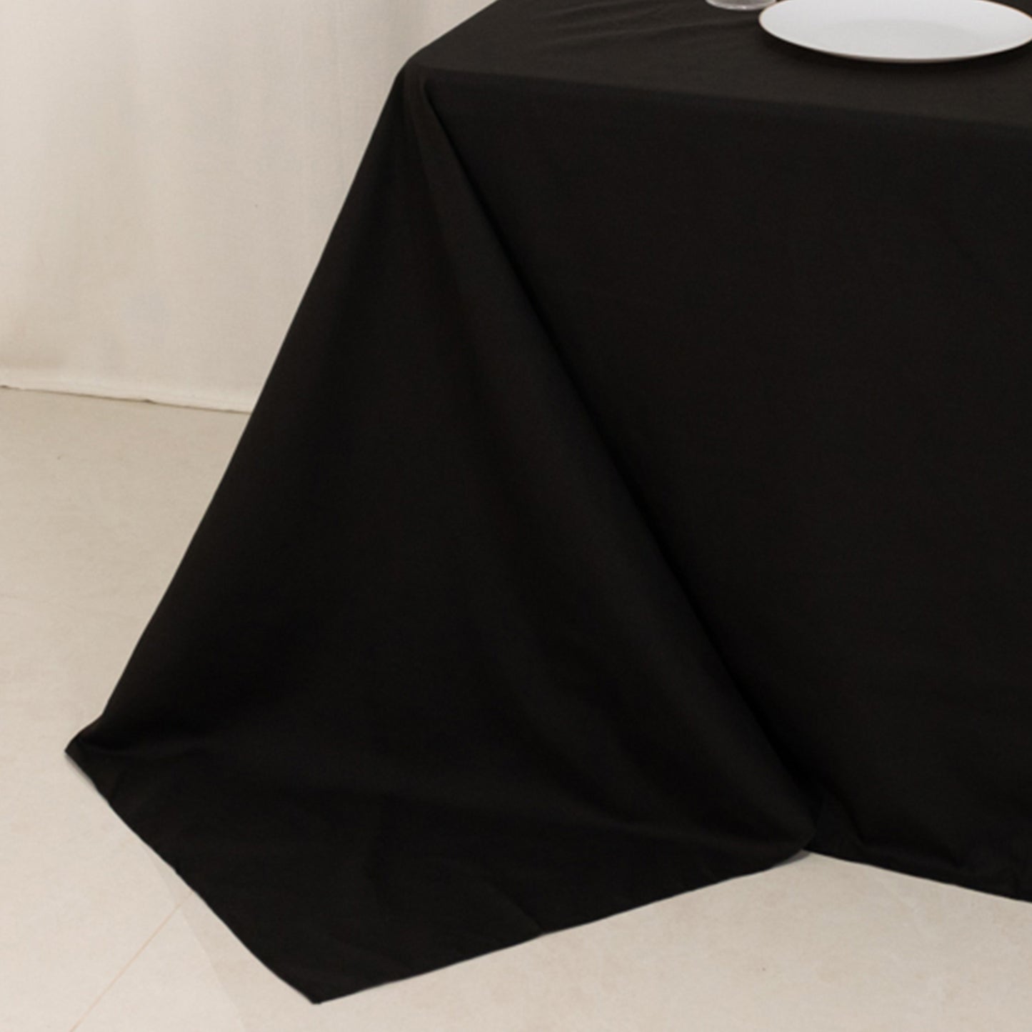 Black Cotton Blend Rectangular Tablecloth Seamless 90"x132" for 6 Foot Table With Floor-Length Drop