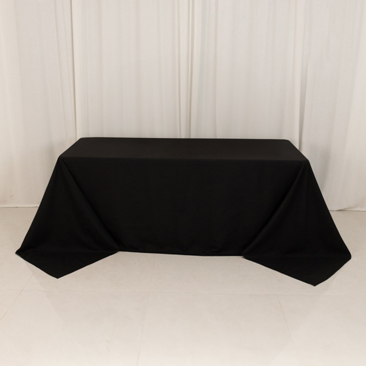 Black Cotton Blend Rectangular Tablecloth Seamless 90"x132" for 6 Foot Table With Floor-Length Drop