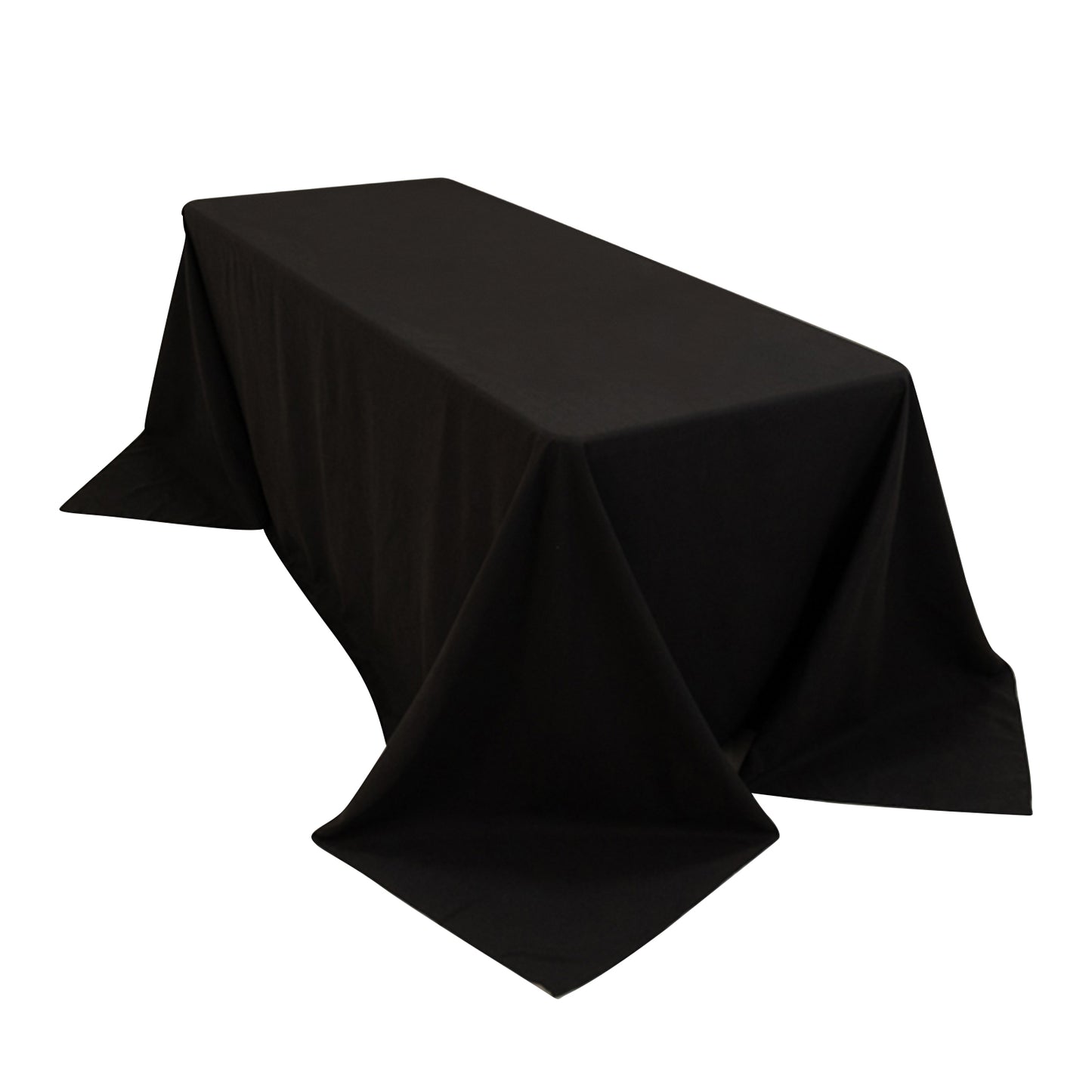 Black Cotton Blend Rectangular Tablecloth Seamless 90"x132" for 6 Foot Table With Floor-Length Drop