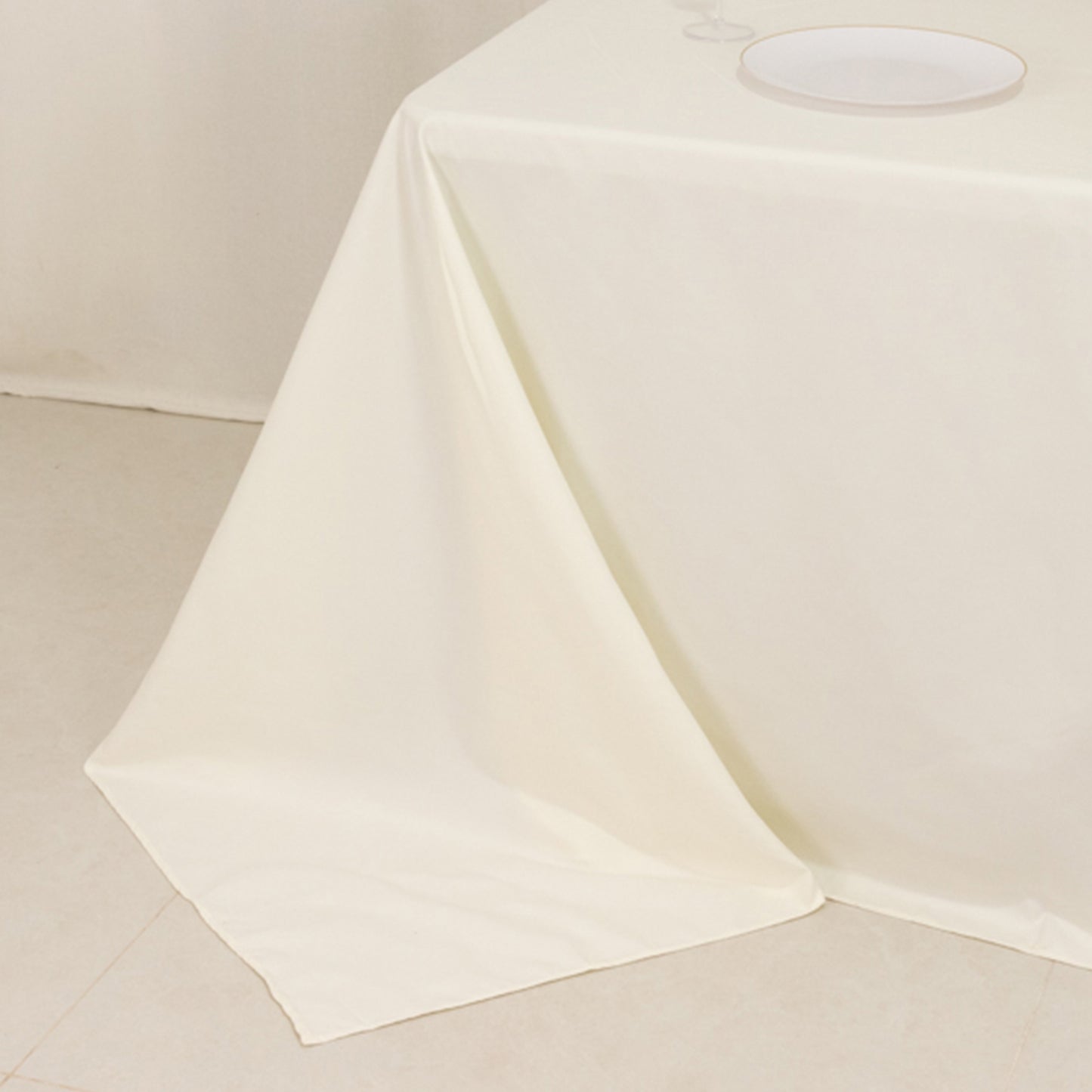Ivory Cotton Blend Rectangular Tablecloth Seamless 90"x132" for 6 Foot Table With Floor-Length Drop