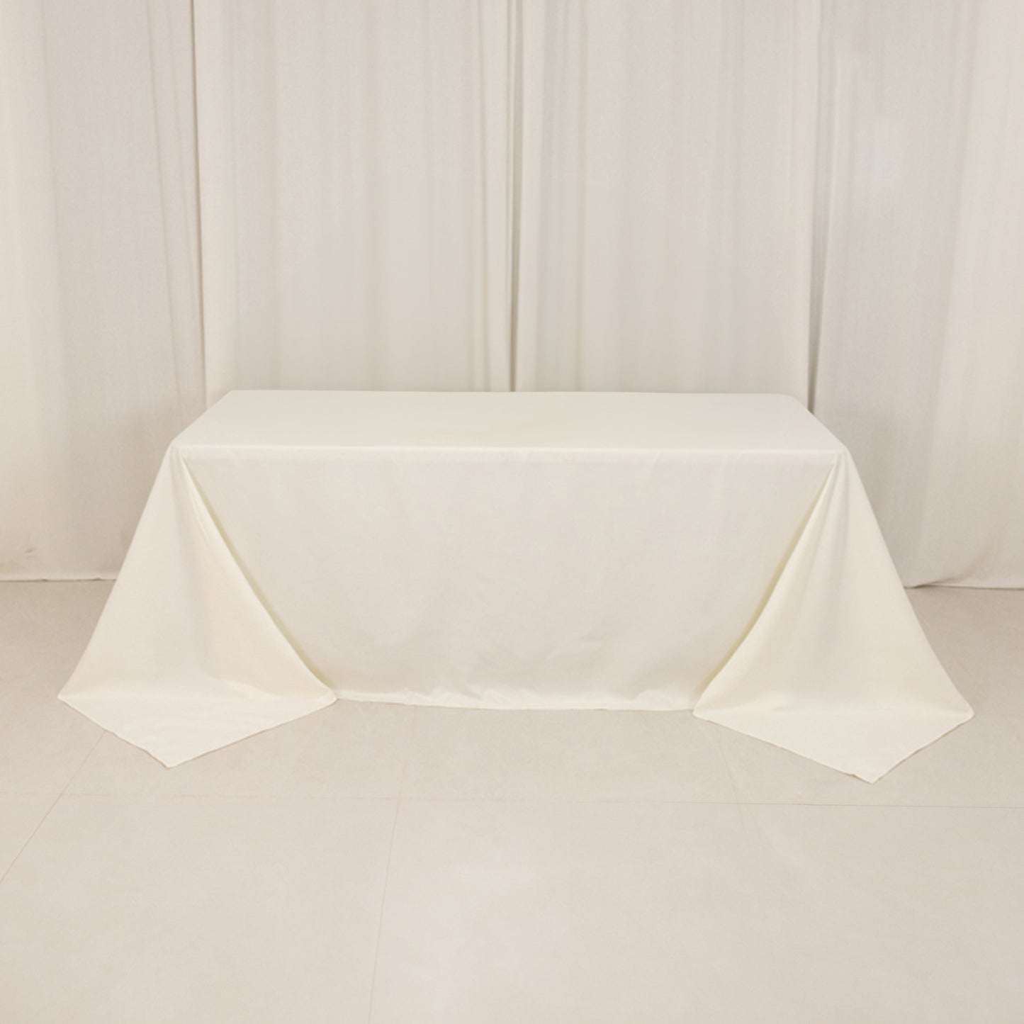 Ivory Cotton Blend Rectangular Tablecloth Seamless 90"x132" for 6 Foot Table With Floor-Length Drop