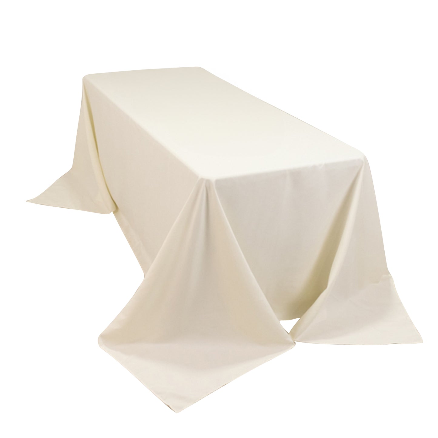 Ivory Cotton Blend Rectangular Tablecloth Seamless 90"x132" for 6 Foot Table With Floor-Length Drop