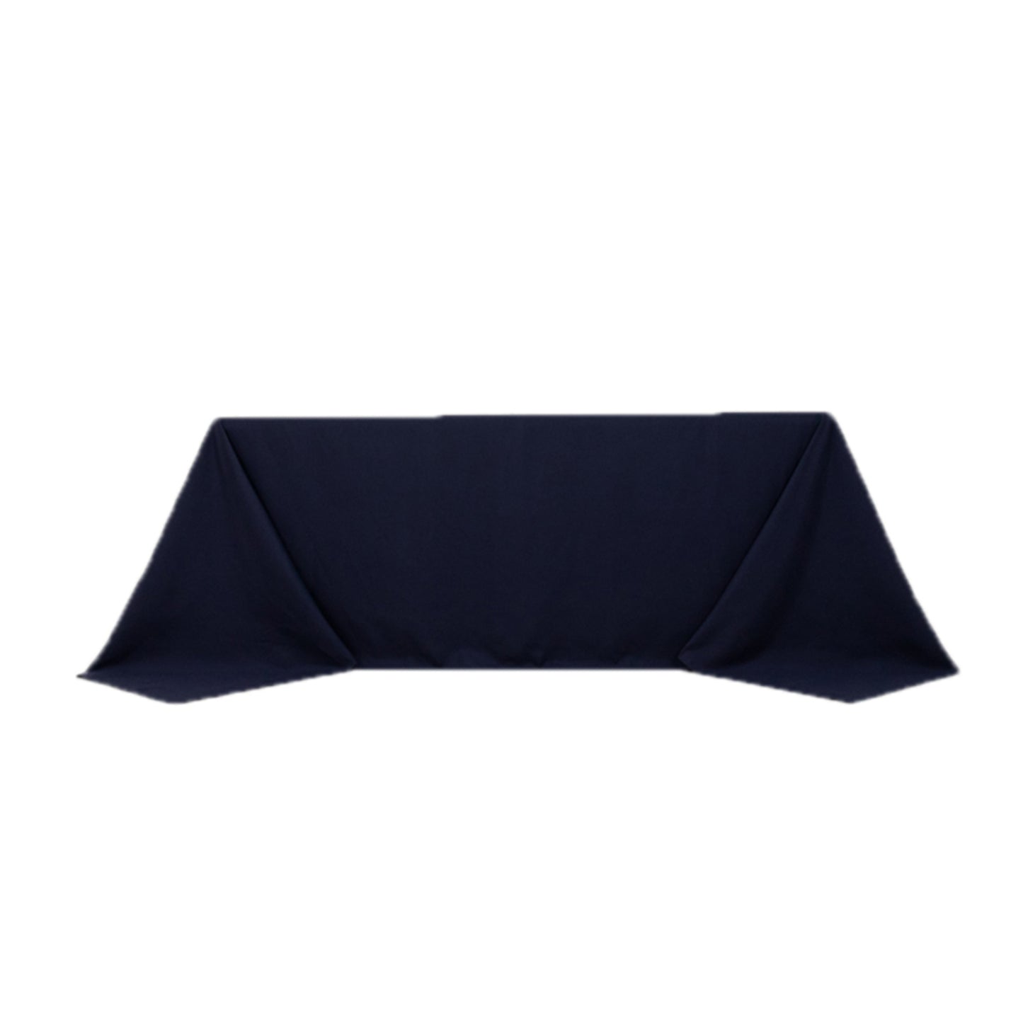 Navy Blue Cotton Blend Rectangular Tablecloth Seamless 90"x132" for 6 Foot Table With Floor-Length Drop