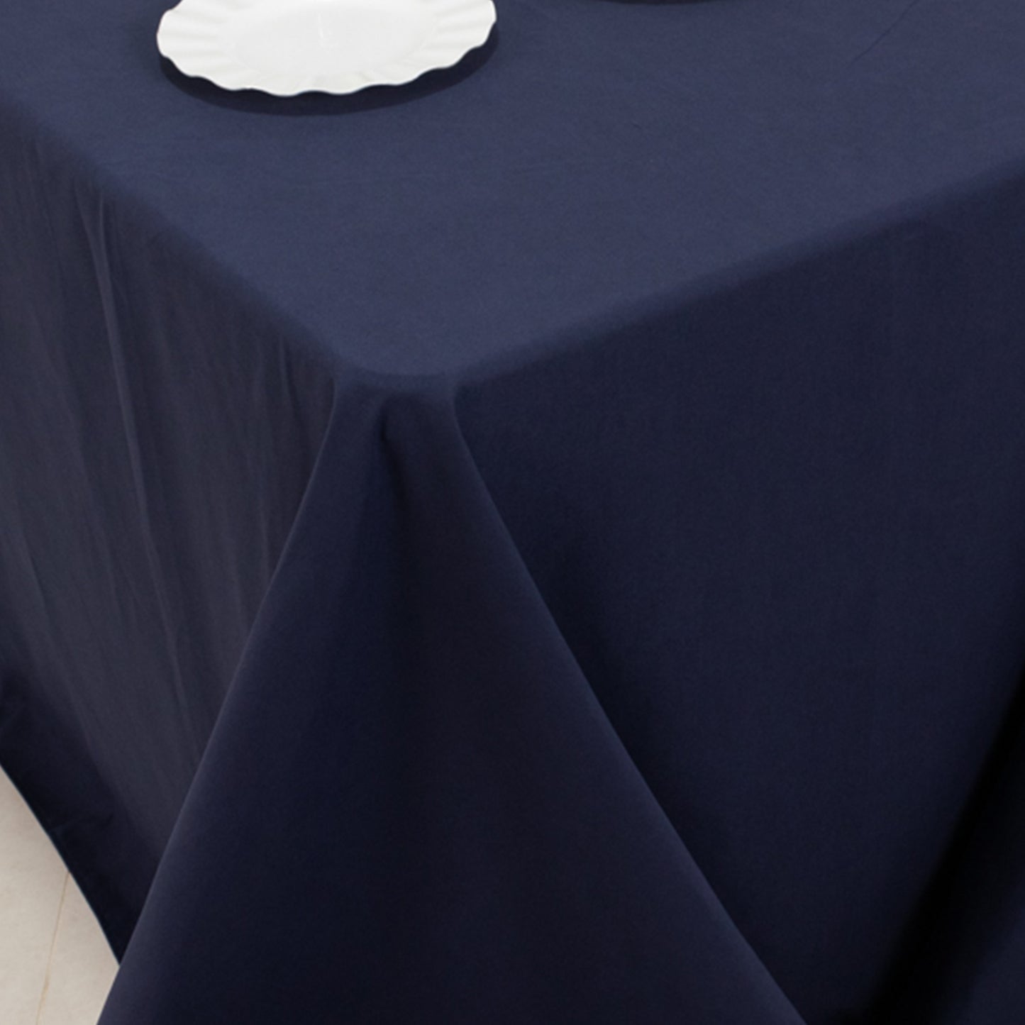 Navy Blue Cotton Blend Rectangular Tablecloth Seamless 90"x132" for 6 Foot Table With Floor-Length Drop