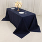 Navy Blue Cotton Blend Rectangular Tablecloth Seamless 90"x132" for 6 Foot Table With Floor-Length Drop