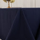 Navy Blue Cotton Blend Rectangular Tablecloth Seamless 90"x132" for 6 Foot Table With Floor-Length Drop