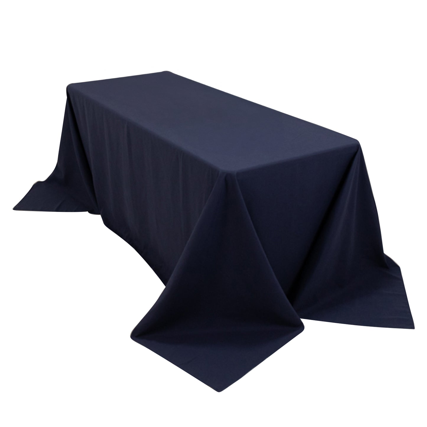 Navy Blue Cotton Blend Rectangular Tablecloth Seamless 90"x132" for 6 Foot Table With Floor-Length Drop