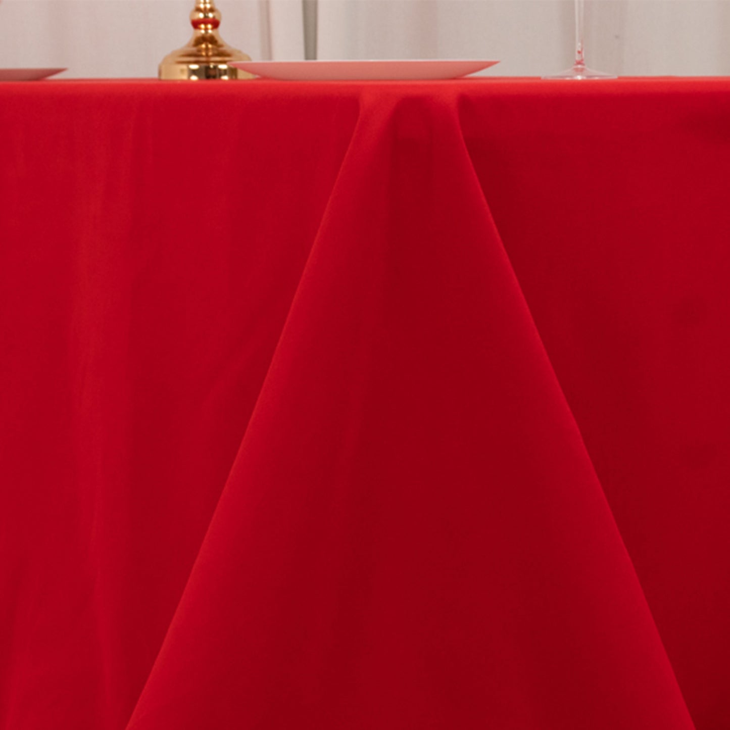 Red Cotton Blend Rectangular Tablecloth Seamless 90"x132" for 6 Foot Table With Floor-Length Drop