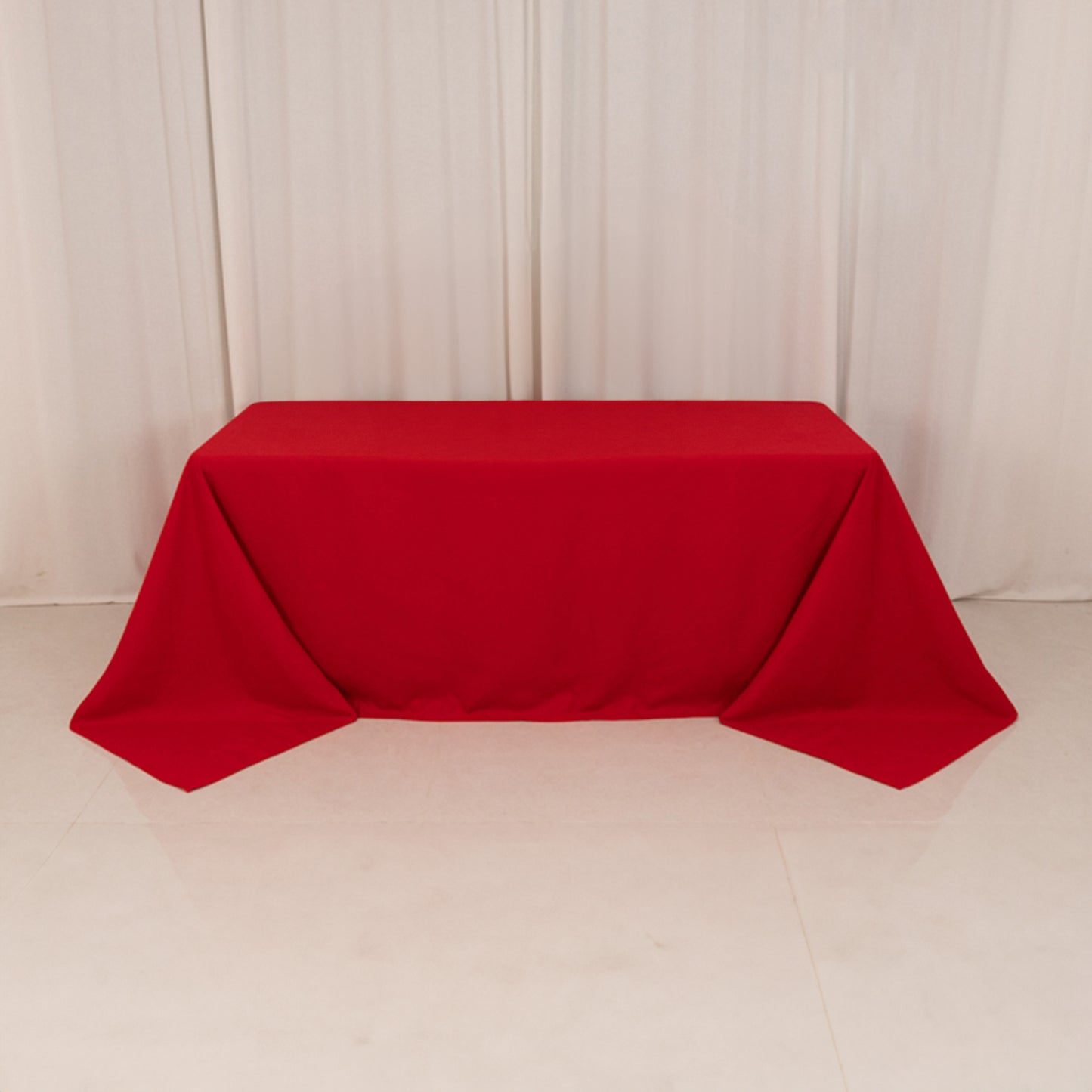 Red Cotton Blend Rectangular Tablecloth Seamless 90"x132" for 6 Foot Table With Floor-Length Drop