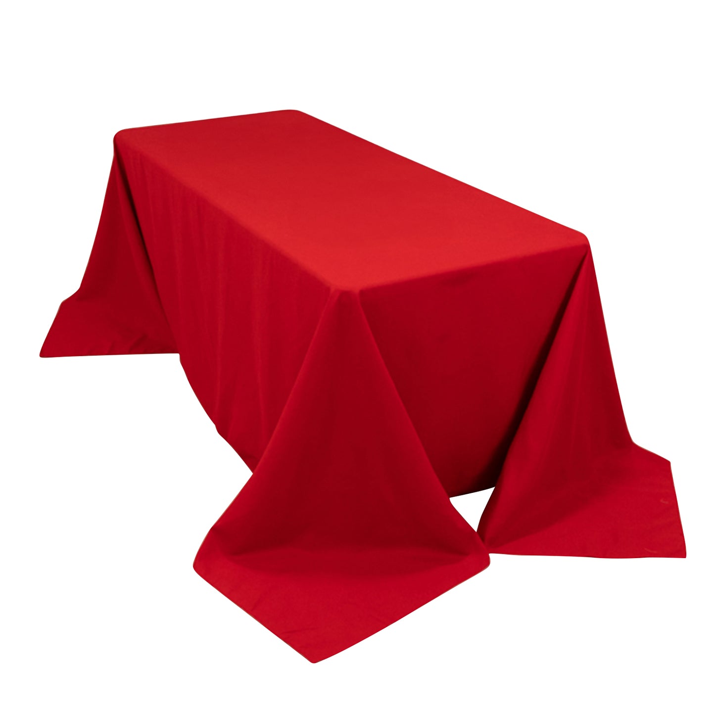 Red Cotton Blend Rectangular Tablecloth Seamless 90"x132" for 6 Foot Table With Floor-Length Drop