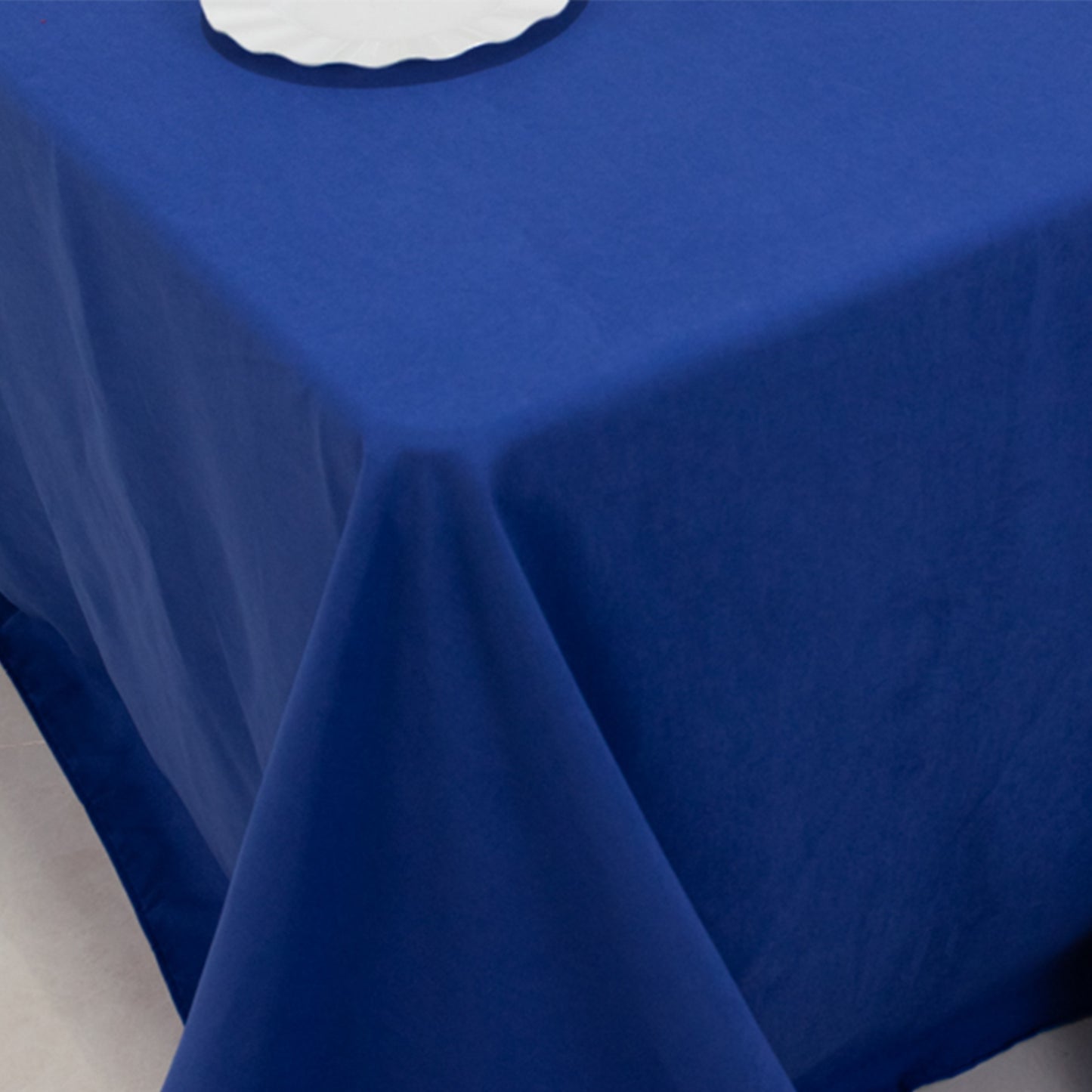 Royal Blue Cotton Blend Rectangular Tablecloth Seamless 90"x132" for 6 Foot Table With Floor-Length Drop