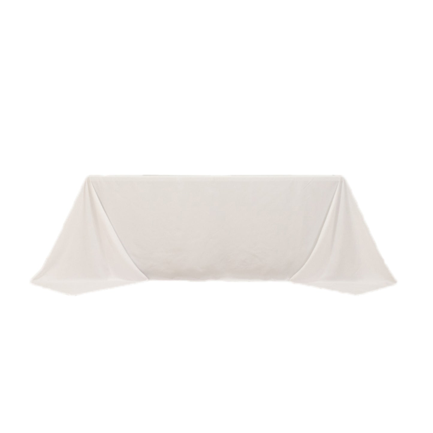 White Cotton Blend Rectangular Tablecloth Seamless 90"x132" for 6 Foot Table With Floor-Length Drop