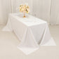 White Cotton Blend Rectangular Tablecloth Seamless 90"x132" for 6 Foot Table With Floor-Length Drop