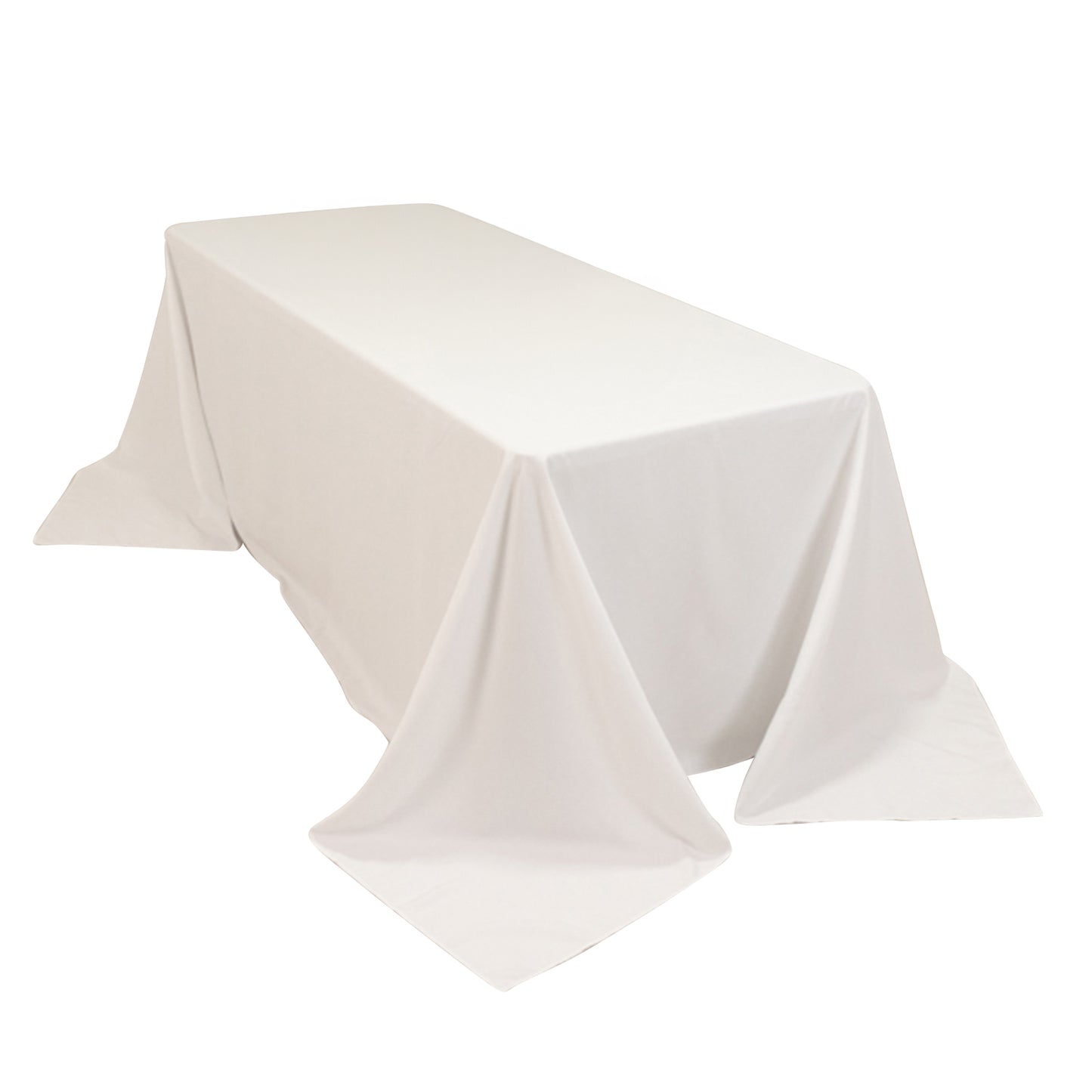 White Cotton Blend Rectangular Tablecloth Seamless 90"x132" for 6 Foot Table With Floor-Length Drop