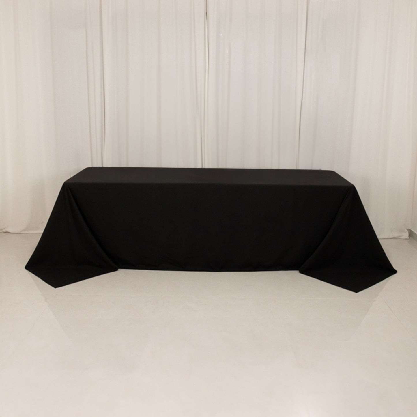 Black Cotton Blend Rectangular Tablecloth Seamless 90"x156" for 8 Foot Table With Floor-Length Drop