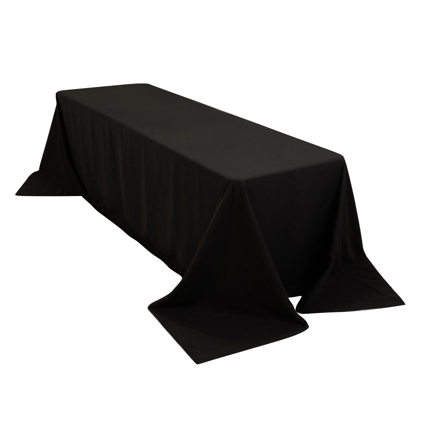 Black Cotton Blend Rectangular Tablecloth Seamless 90"x156" for 8 Foot Table With Floor-Length Drop