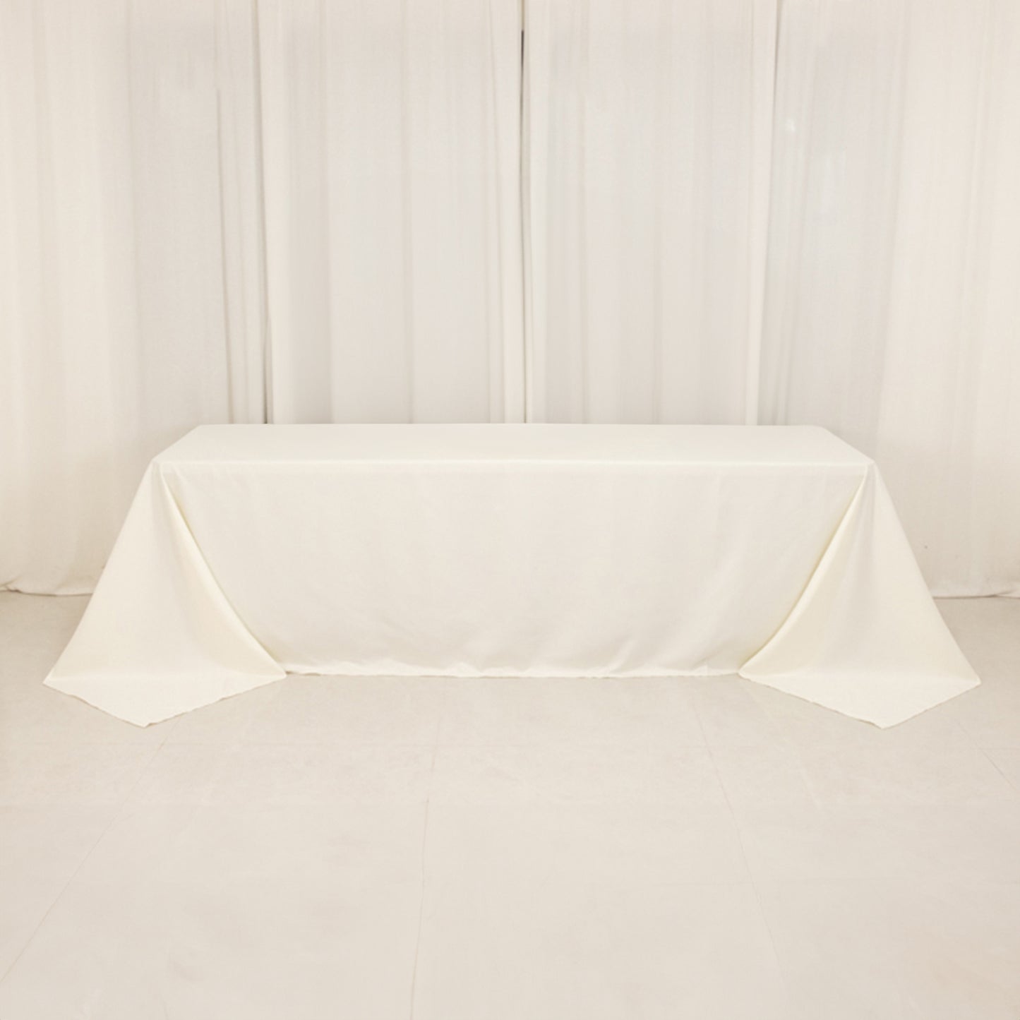 Ivory Cotton Blend Rectangular Tablecloth Seamless 90"x156" for 8 Foot Table With Floor-Length Drop