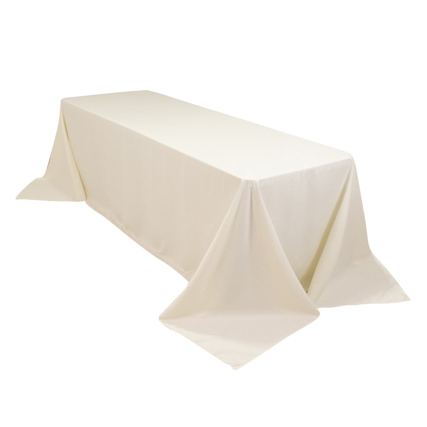 Ivory Cotton Blend Rectangular Tablecloth Seamless 90"x156" for 8 Foot Table With Floor-Length Drop