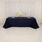 Navy Blue Cotton Blend Rectangular Tablecloth Seamless 90"x156" for 8 Foot Table With Floor-Length Drop