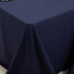Navy Blue Cotton Blend Rectangular Tablecloth Seamless 90"x156" for 8 Foot Table With Floor-Length Drop