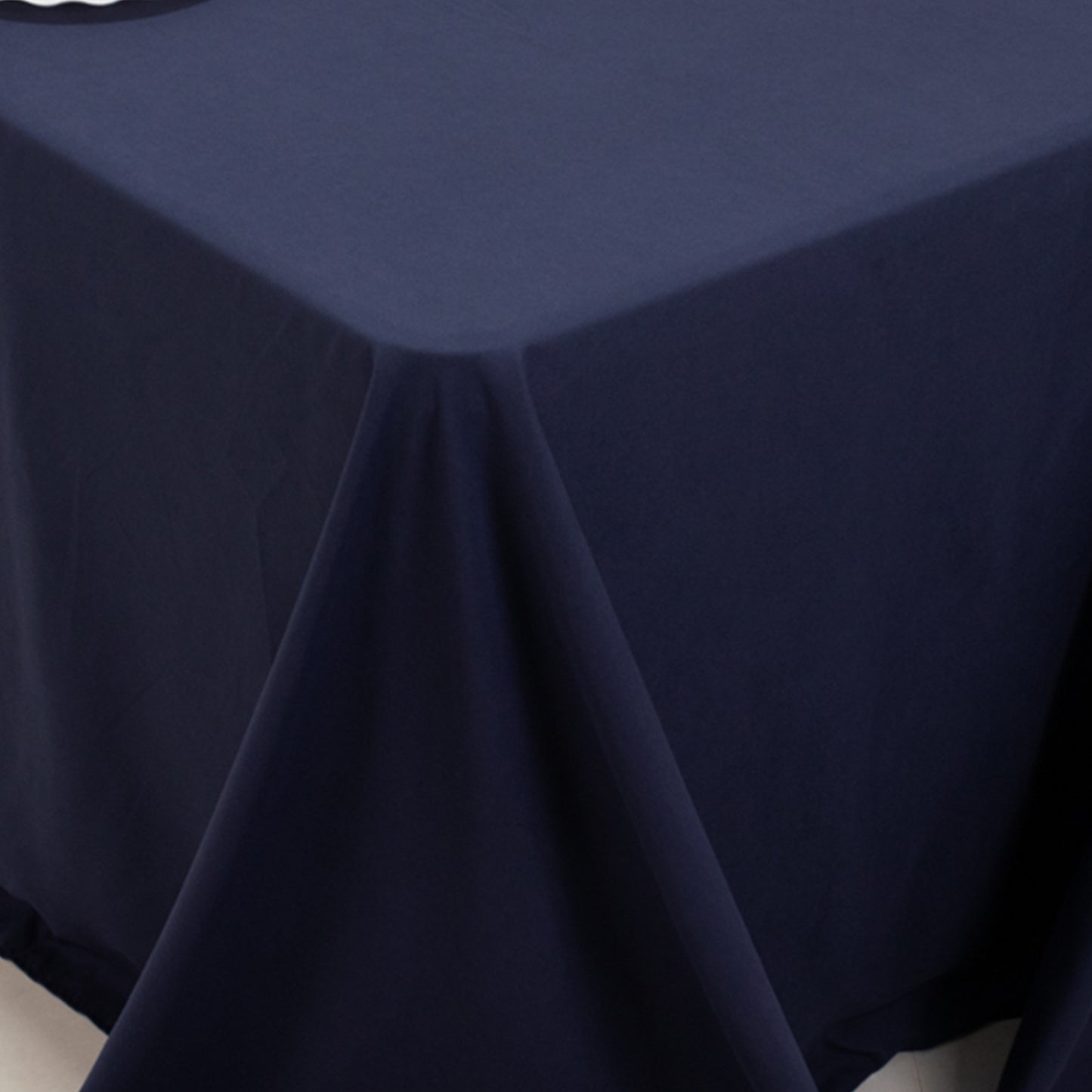 Navy Blue Cotton Blend Rectangular Tablecloth Seamless 90"x156" for 8 Foot Table With Floor-Length Drop