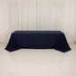 Navy Blue Cotton Blend Rectangular Tablecloth Seamless 90"x156" for 8 Foot Table With Floor-Length Drop