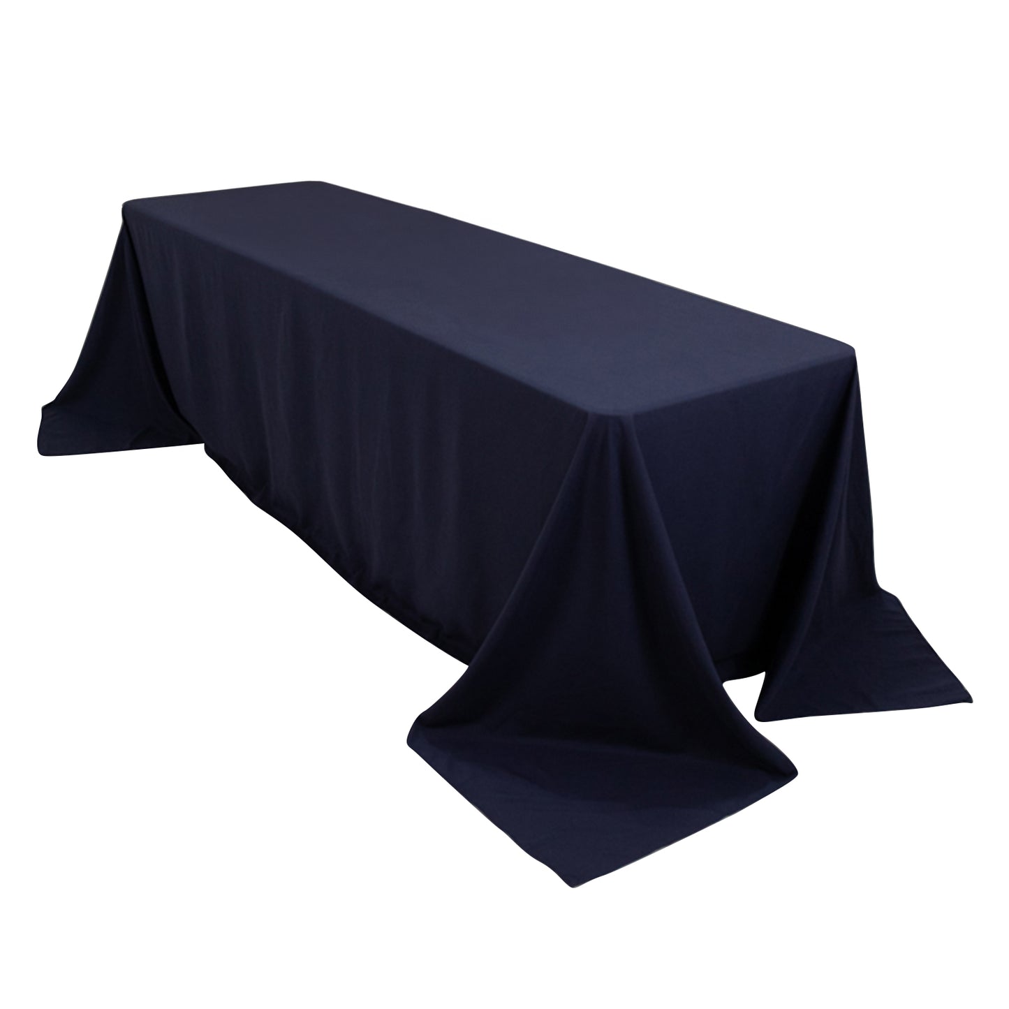 Navy Blue Cotton Blend Rectangular Tablecloth Seamless 90"x156" for 8 Foot Table With Floor-Length Drop