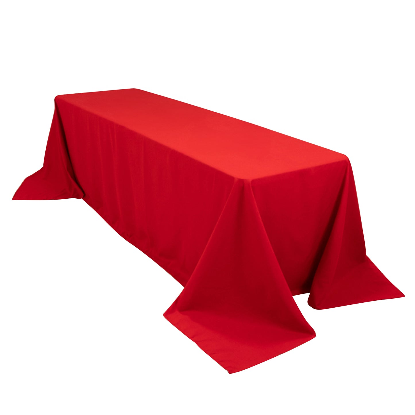 Red Cotton Blend Rectangular Tablecloth Seamless 90"x156" for 8 Foot Table With Floor-Length Drop