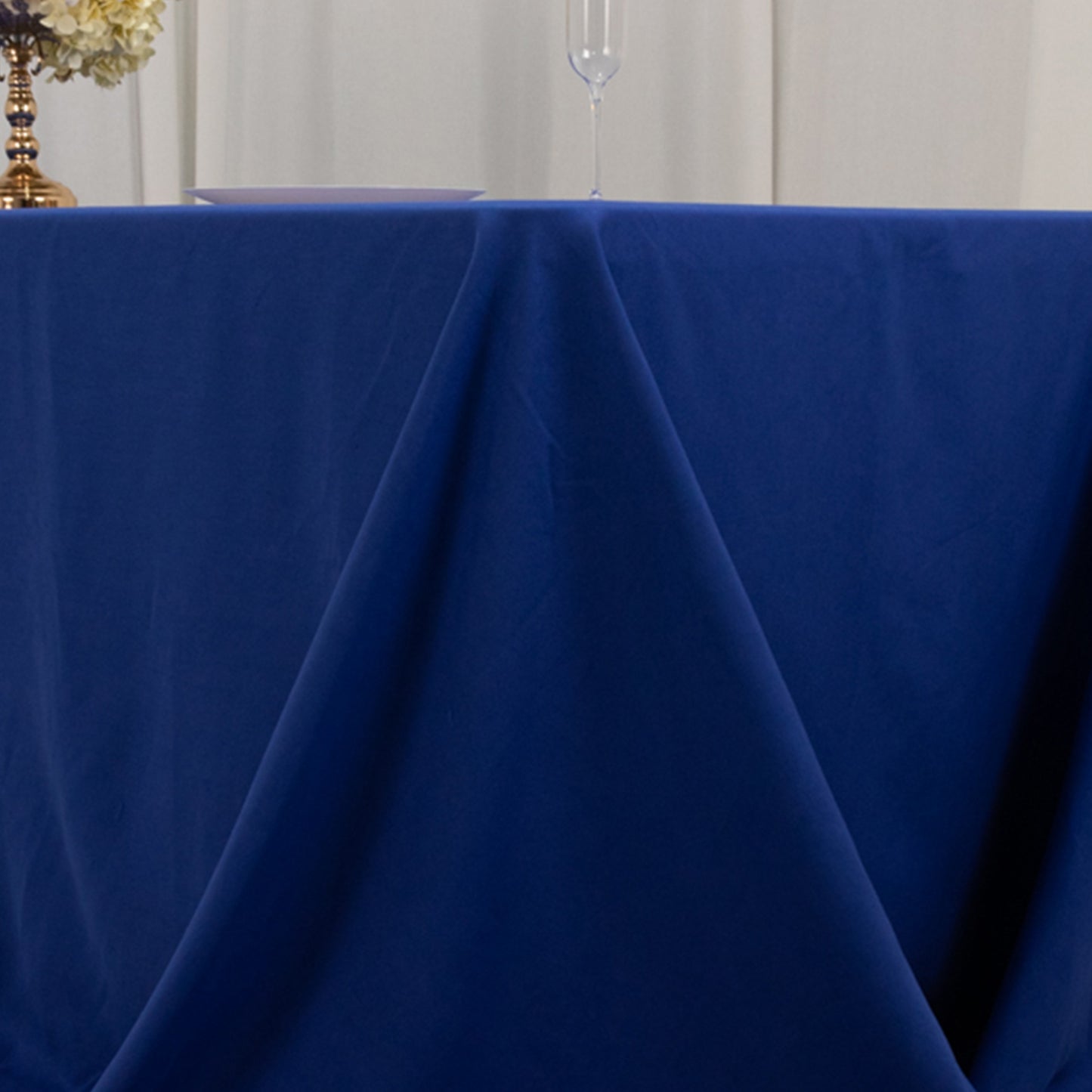 Royal Blue Cotton Blend Rectangular Tablecloth Seamless 90"x156" for 8 Foot Table With Floor-Length Drop