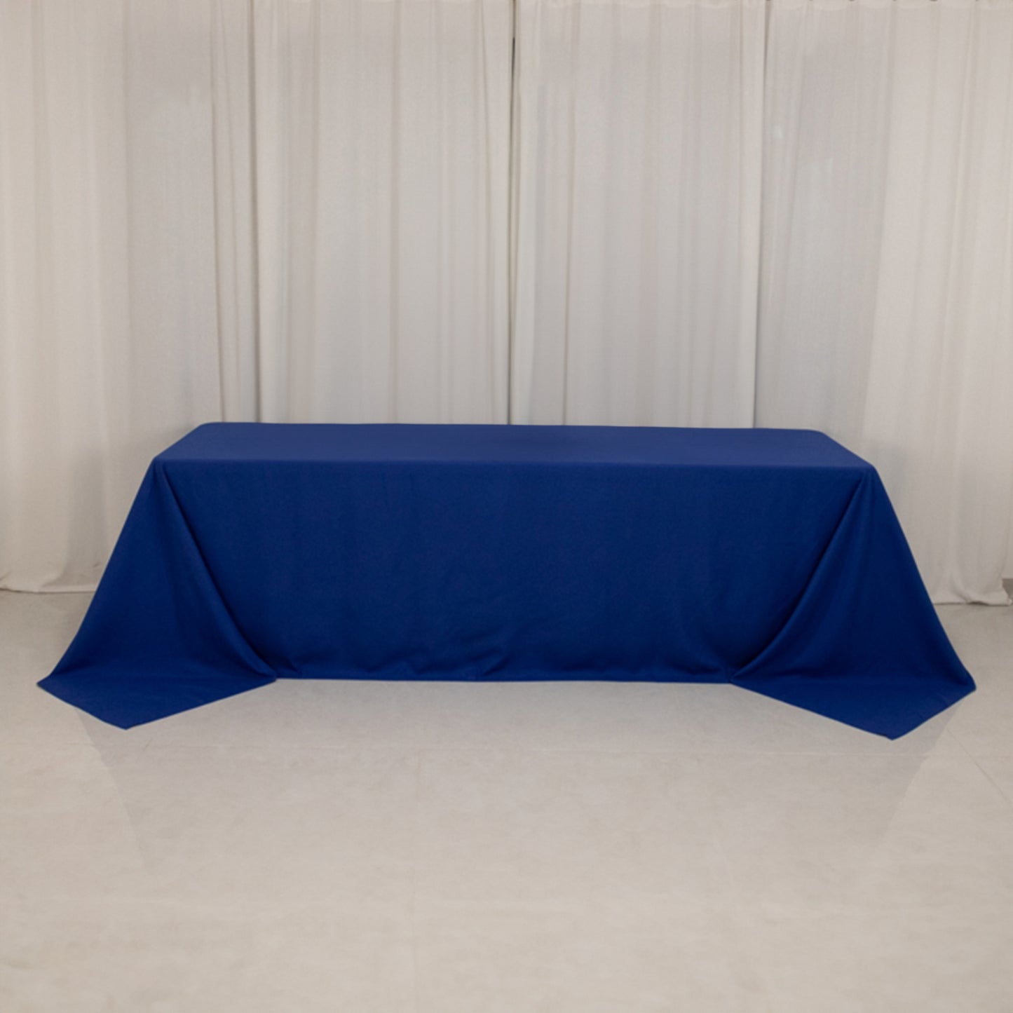 Royal Blue Cotton Blend Rectangular Tablecloth Seamless 90"x156" for 8 Foot Table With Floor-Length Drop