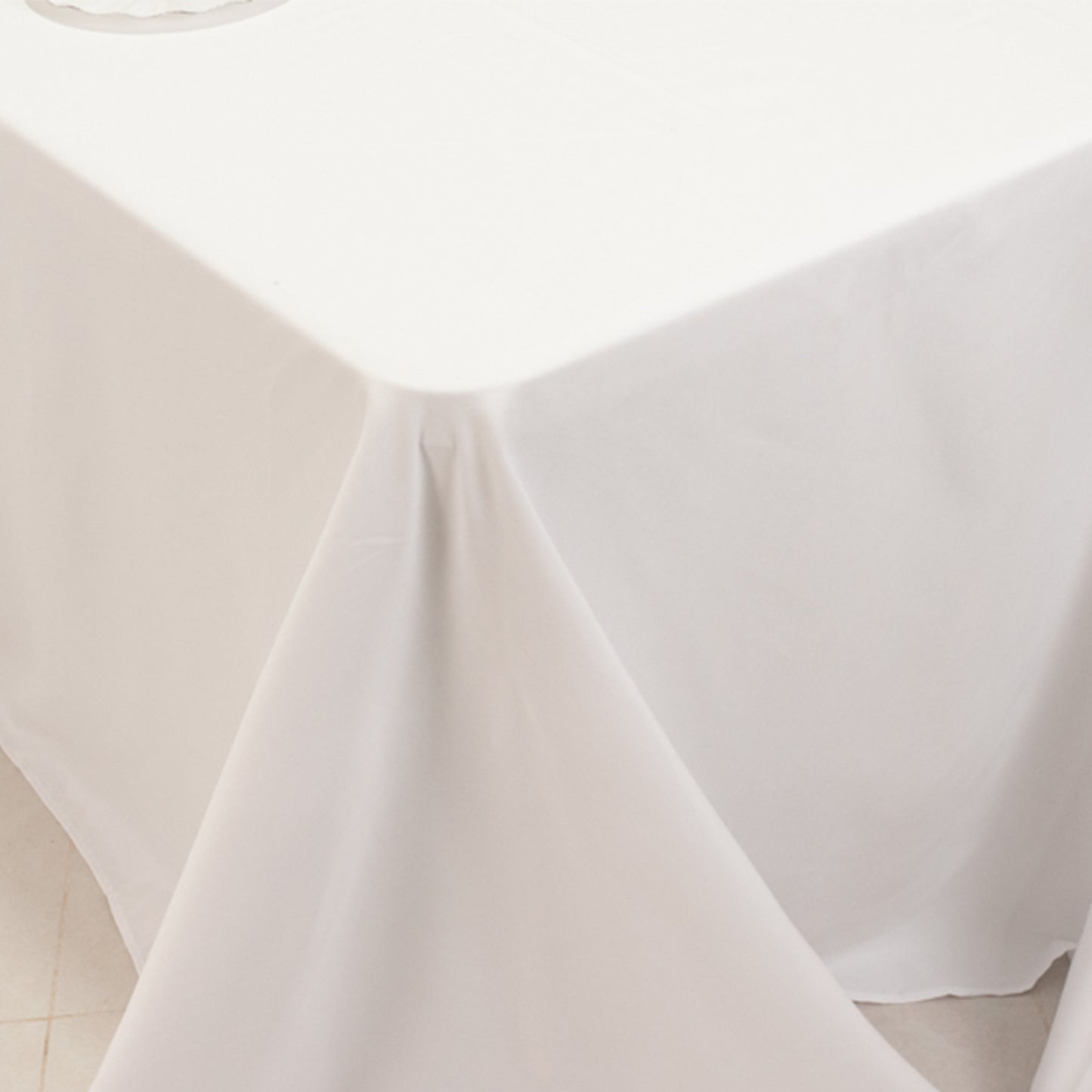 White Cotton Blend Rectangular Tablecloth Seamless 90"x156" for 8 Foot Table With Floor-Length Drop