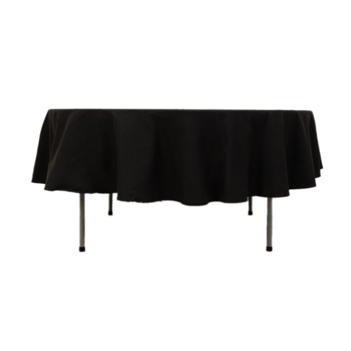 90" Black Cotton Blend Round Tablecloth
