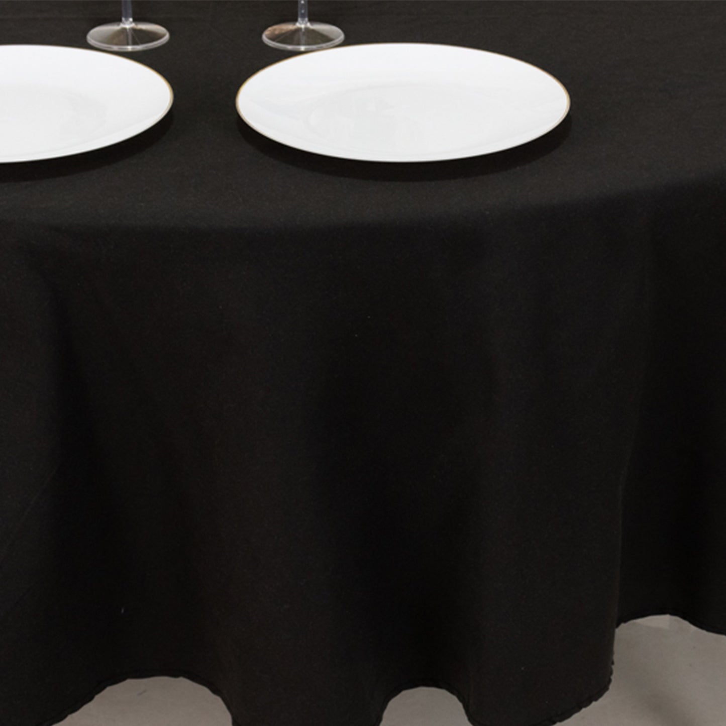 90" Black Cotton Blend Round Tablecloth
