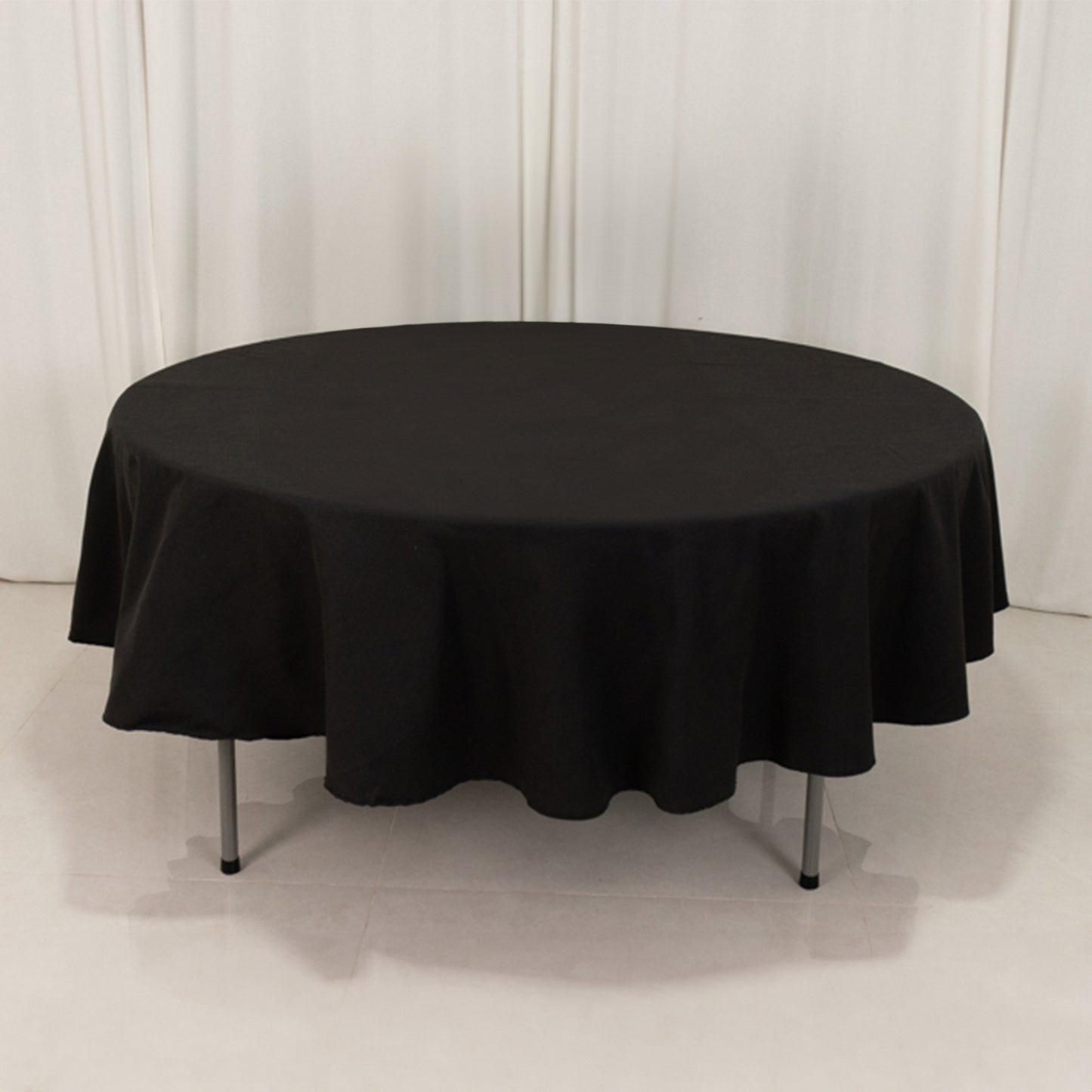 90" Black Cotton Blend Round Tablecloth