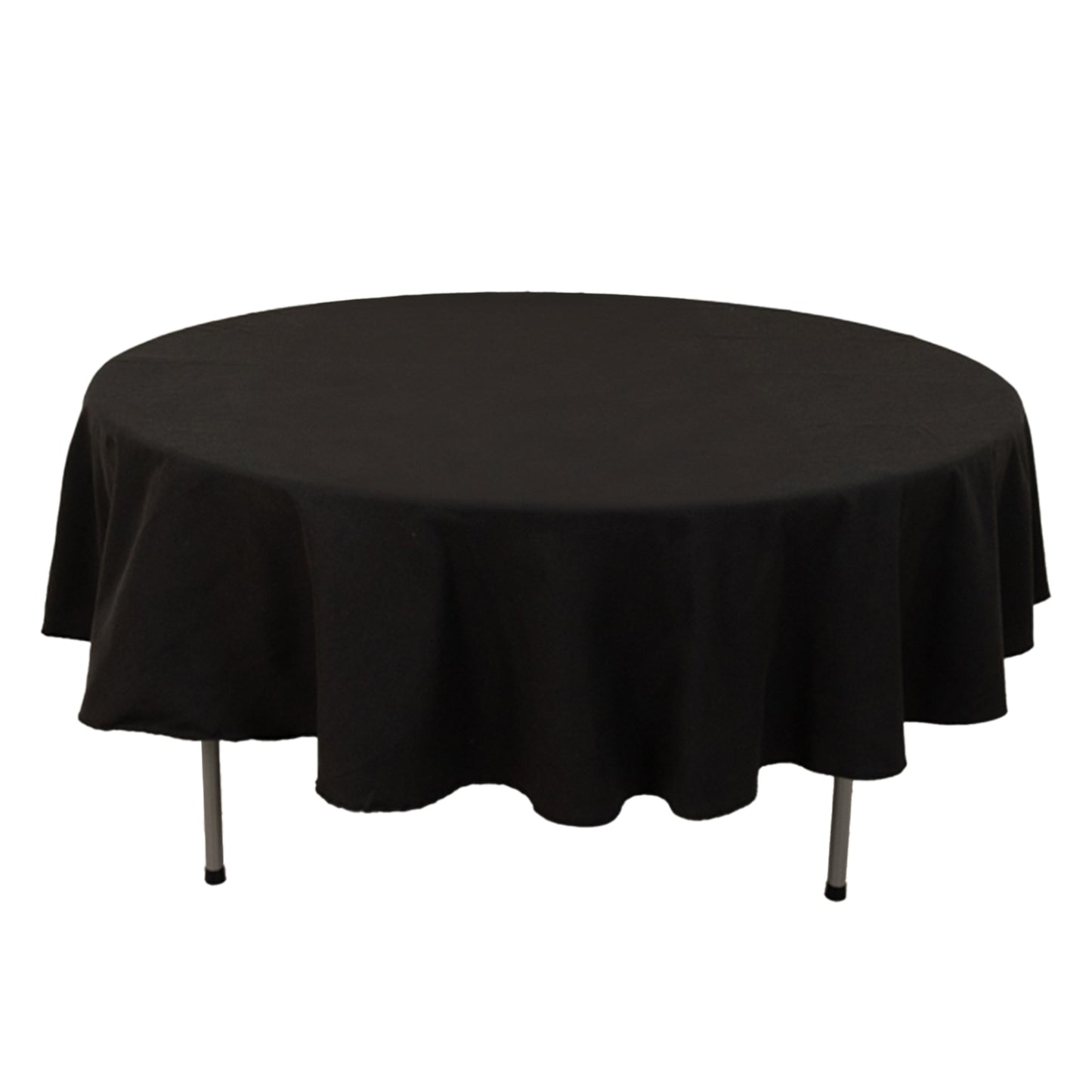 90" Black Cotton Blend Round Tablecloth