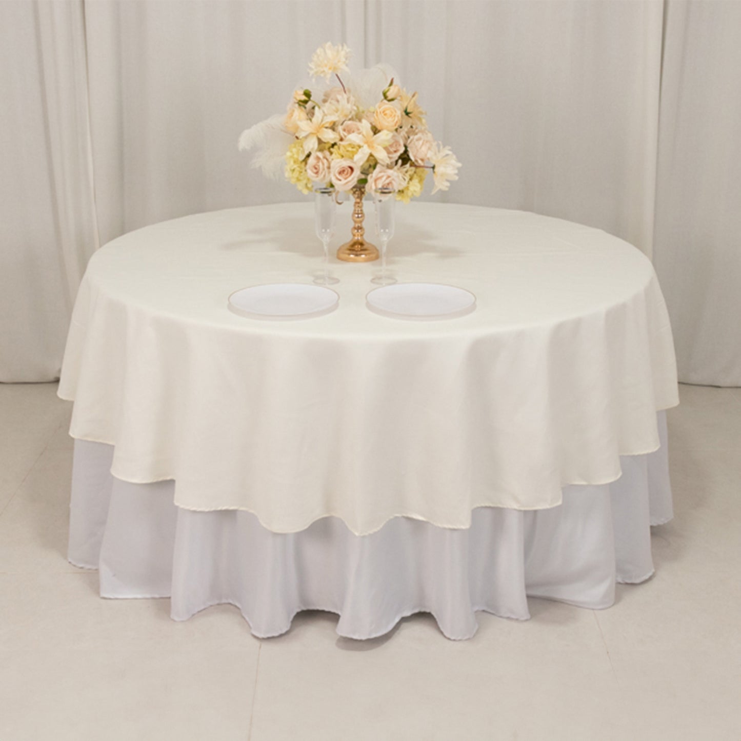 90" Ivory Cotton Blend Round Tablecloth
