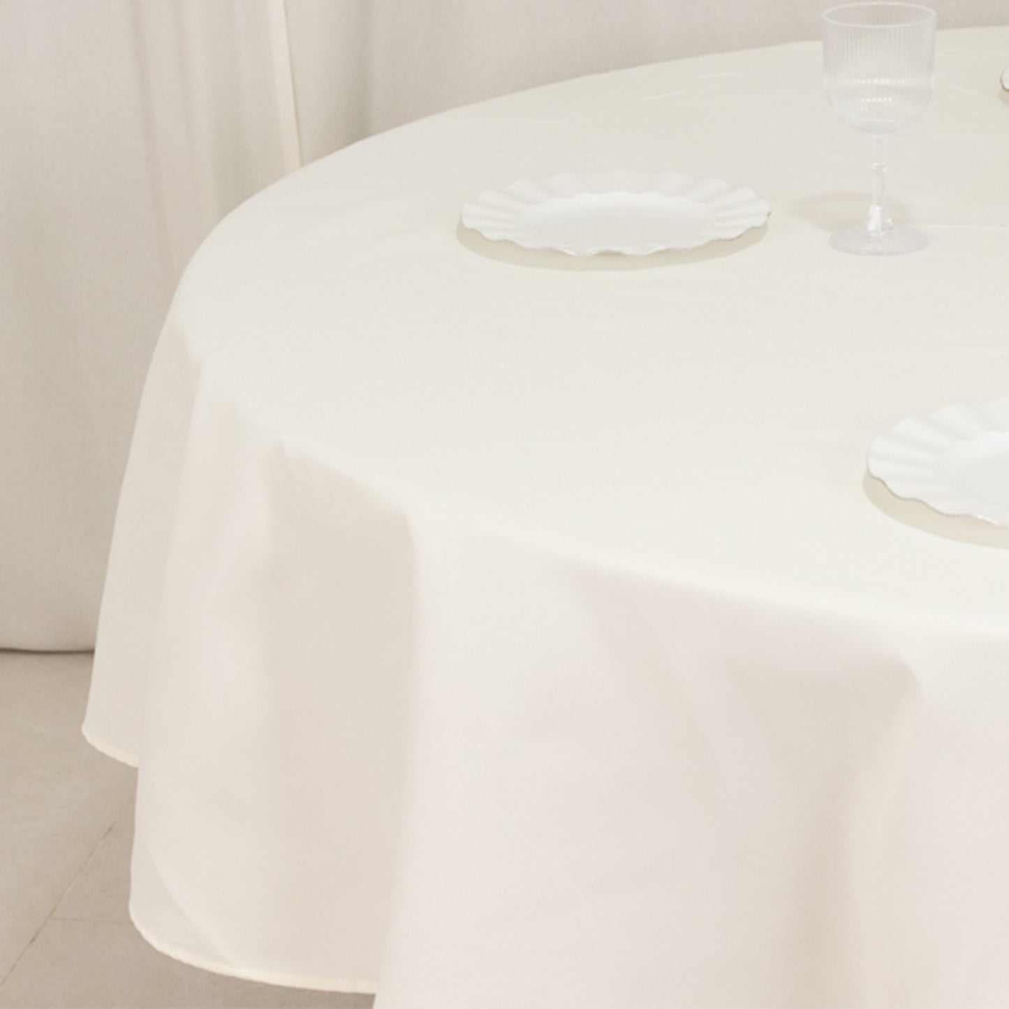90" Ivory Cotton Blend Round Tablecloth