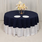 90" Navy Blue Cotton Blend Round Tablecloth