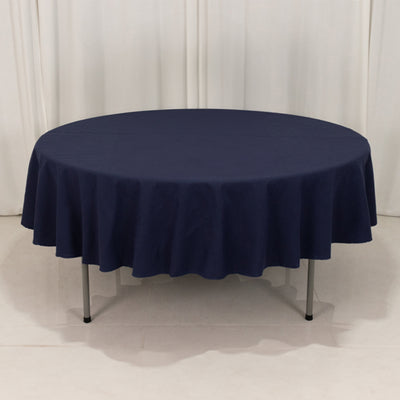 Beautiful Navy Blue Cotton Blend Round Tablecloth - 90"
