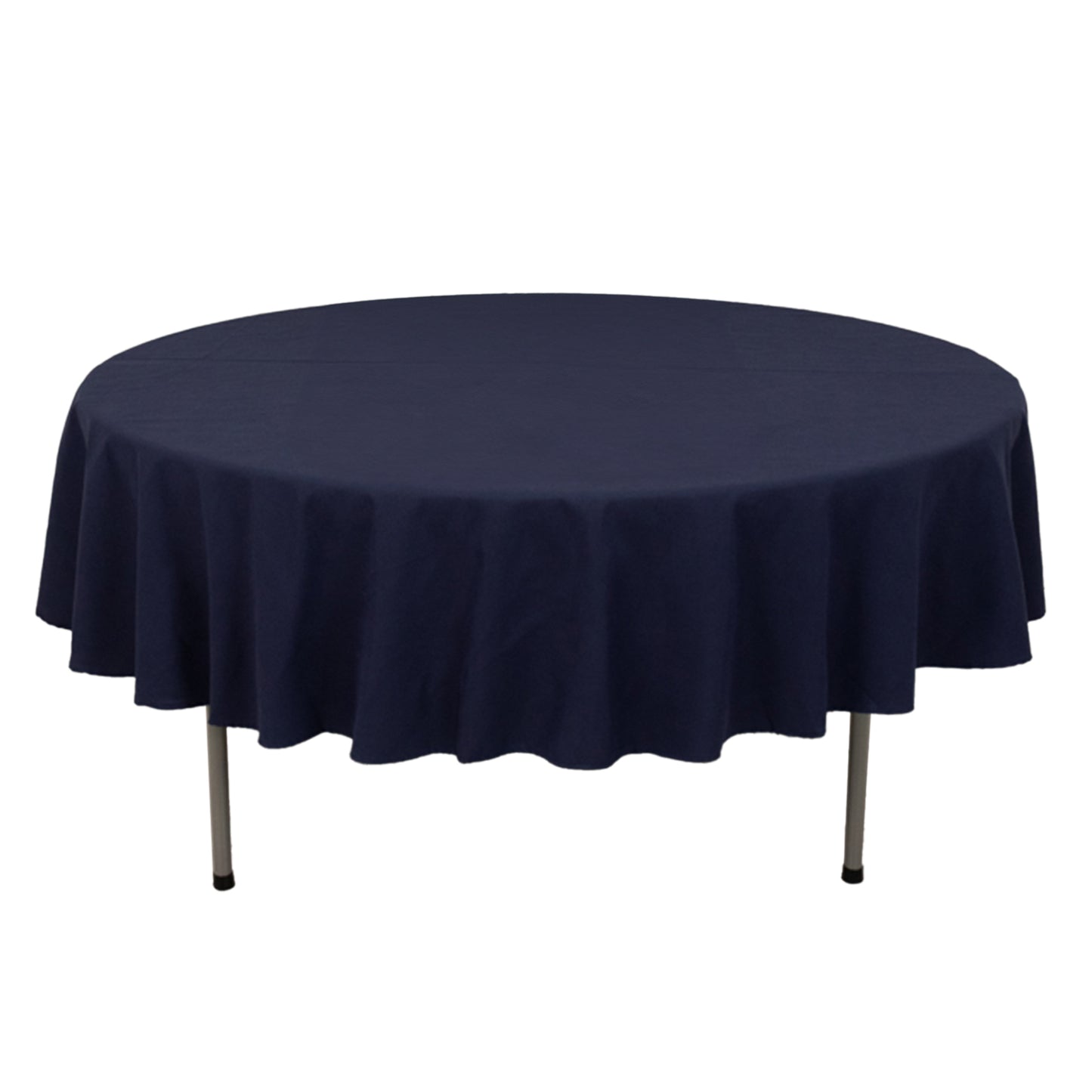 90" Navy Blue Cotton Blend Round Tablecloth