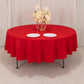 90" Red Cotton Blend Round Tablecloth