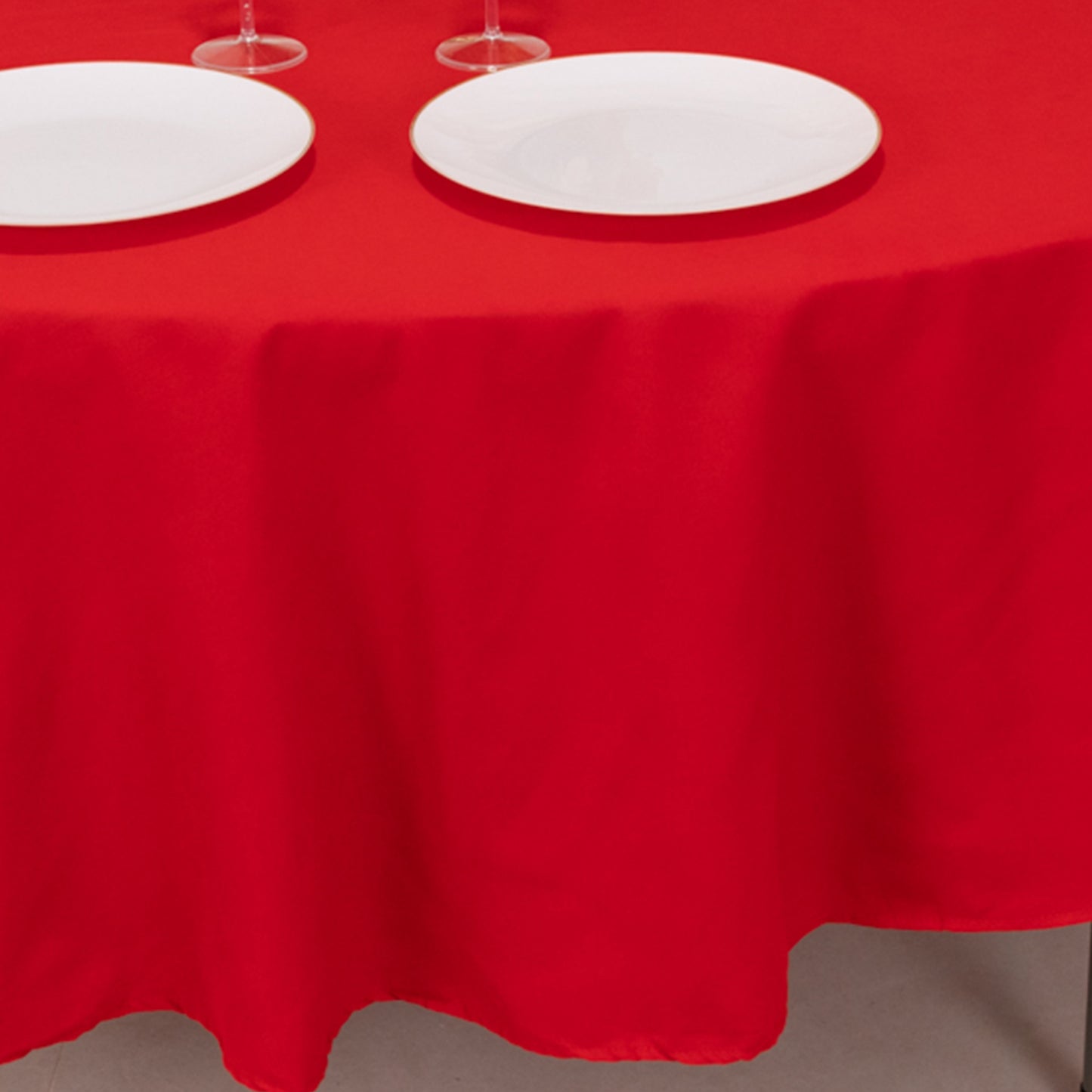 90" Red Cotton Blend Round Tablecloth