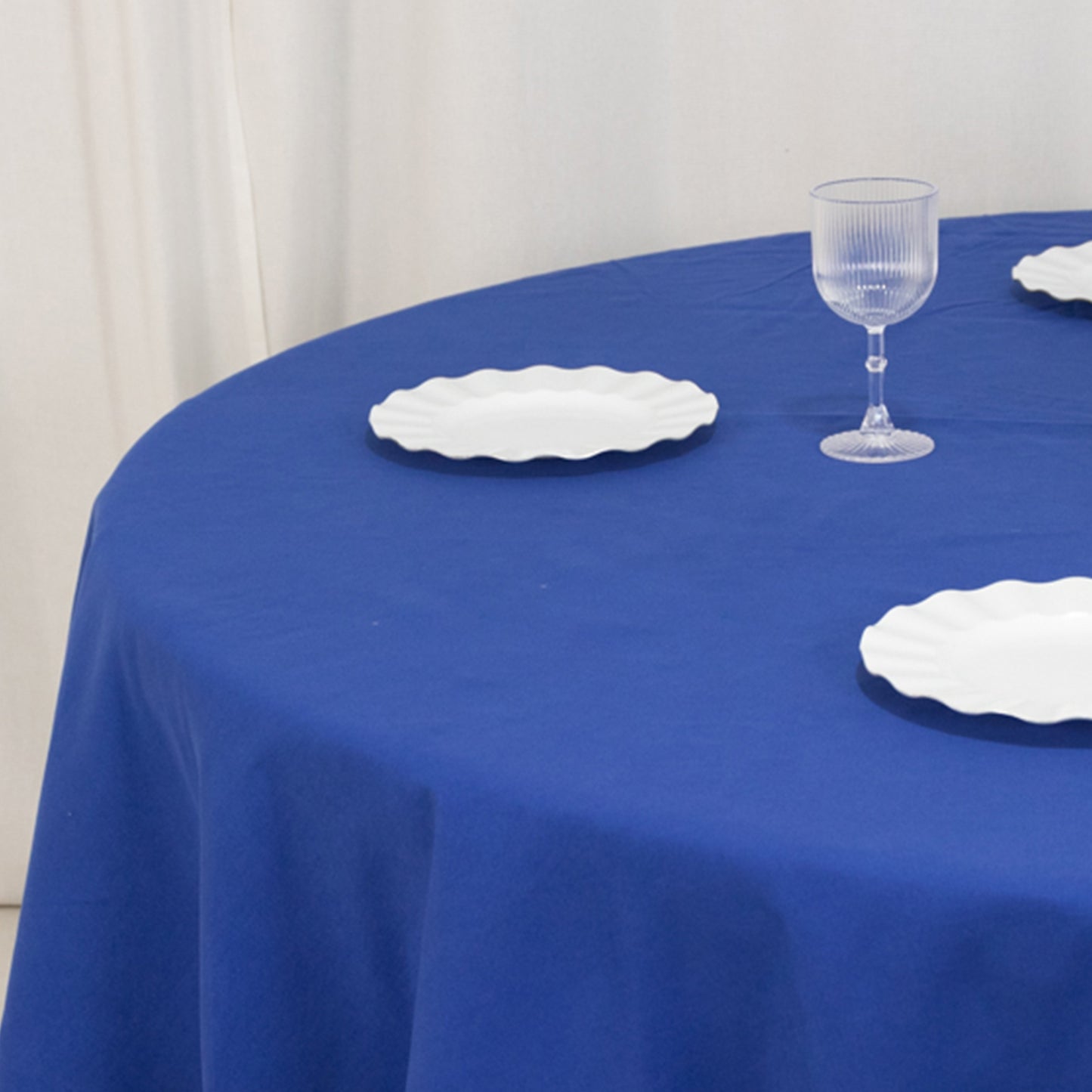 90" Royal Blue Cotton Blend Round Tablecloth