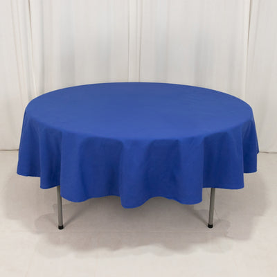 Beautiful Royal Blue Cotton Blend Round Tablecloth - 90"