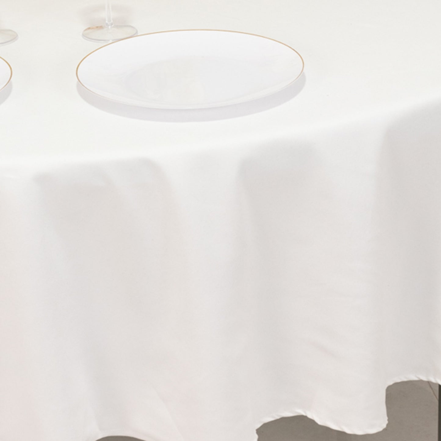 90" White Cotton Blend Round Tablecloth