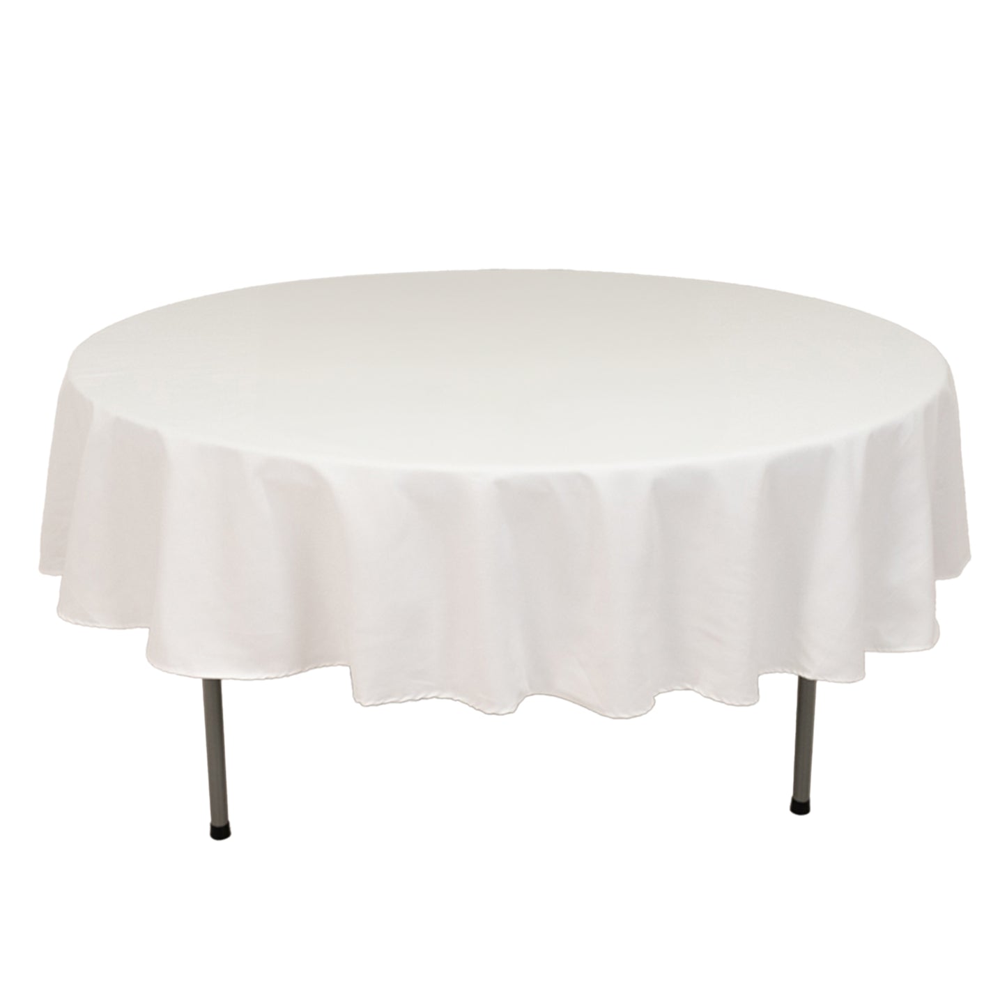 90" White Cotton Blend Round Tablecloth