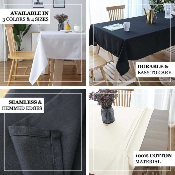 60"x126" Black Rectangle 100% Cotton Linen Seamless Tablecloth