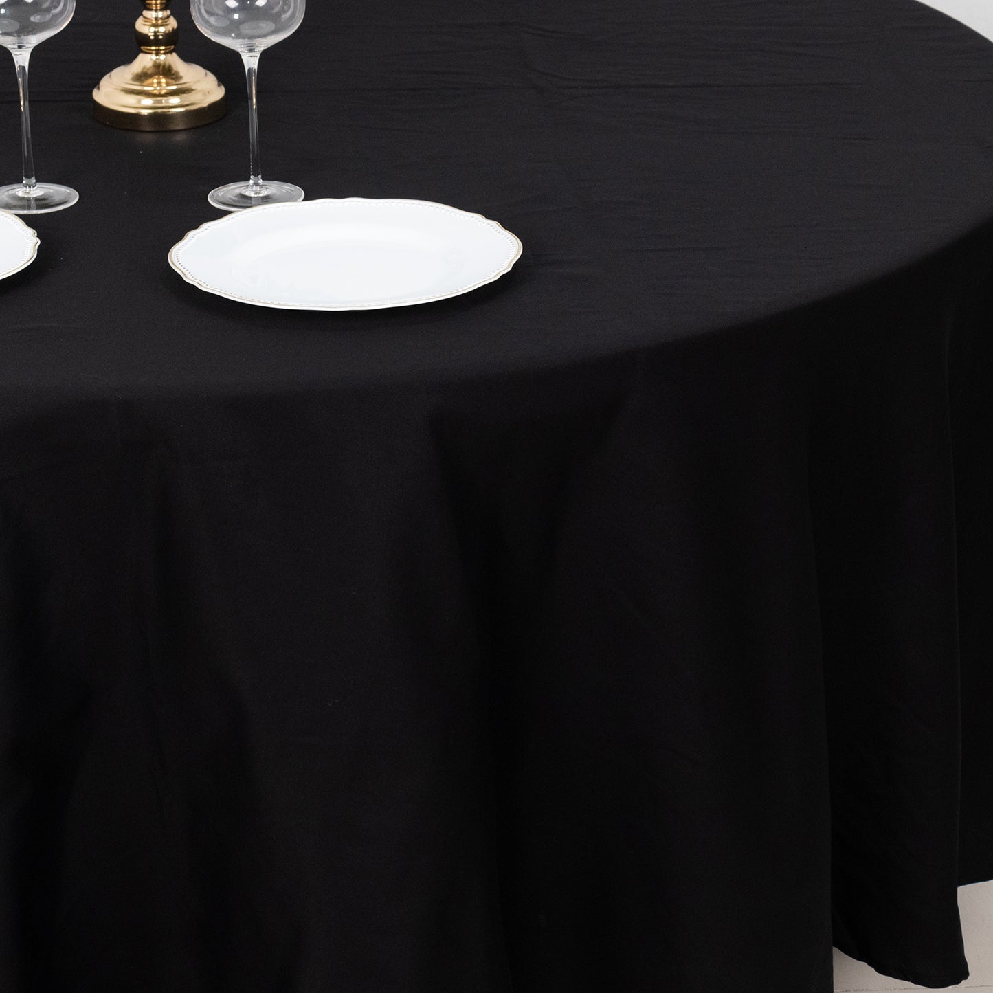 108" Black Round 100% Cotton Linen Tablecloth | Washable