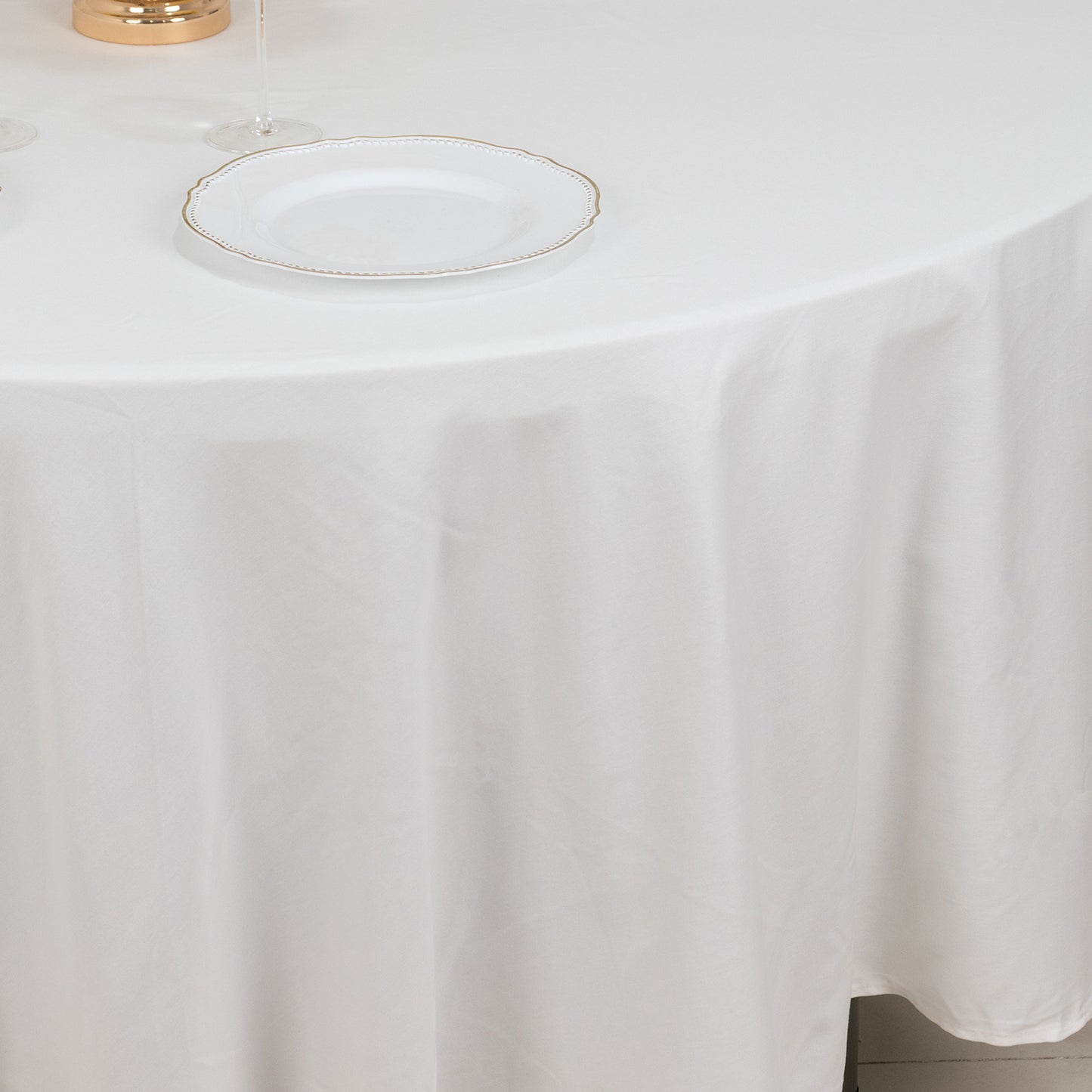 108" White Round 100% Cotton Linen Tablecloth | Washable