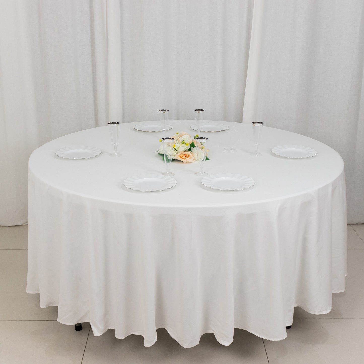 108" White Round 100% Cotton Linen Tablecloth | Washable